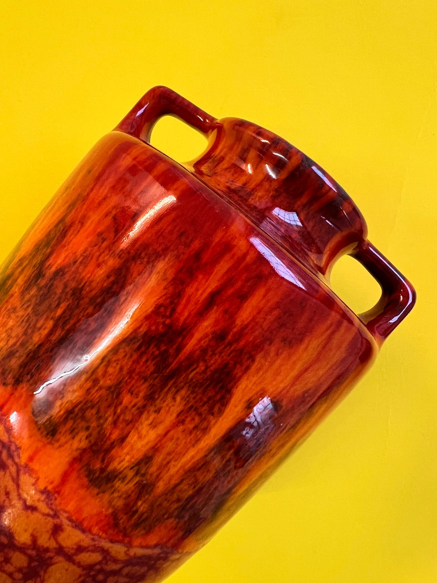 Vase vintage flamme orange rouge par Scheurich Allemagne de l'Ouest