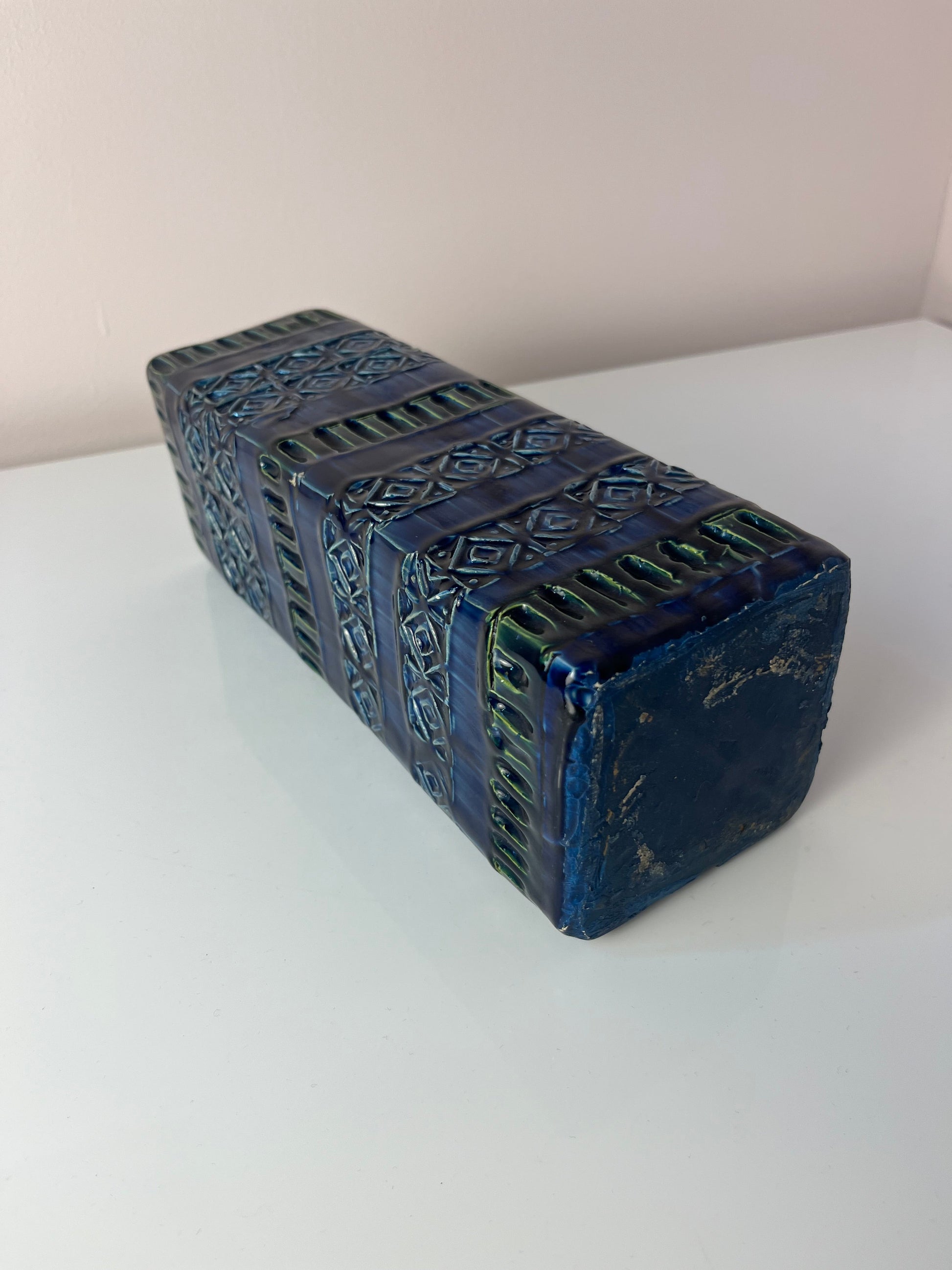 Vintage Vase Rimini Blue von Aldo Londi für Bitossi eckig