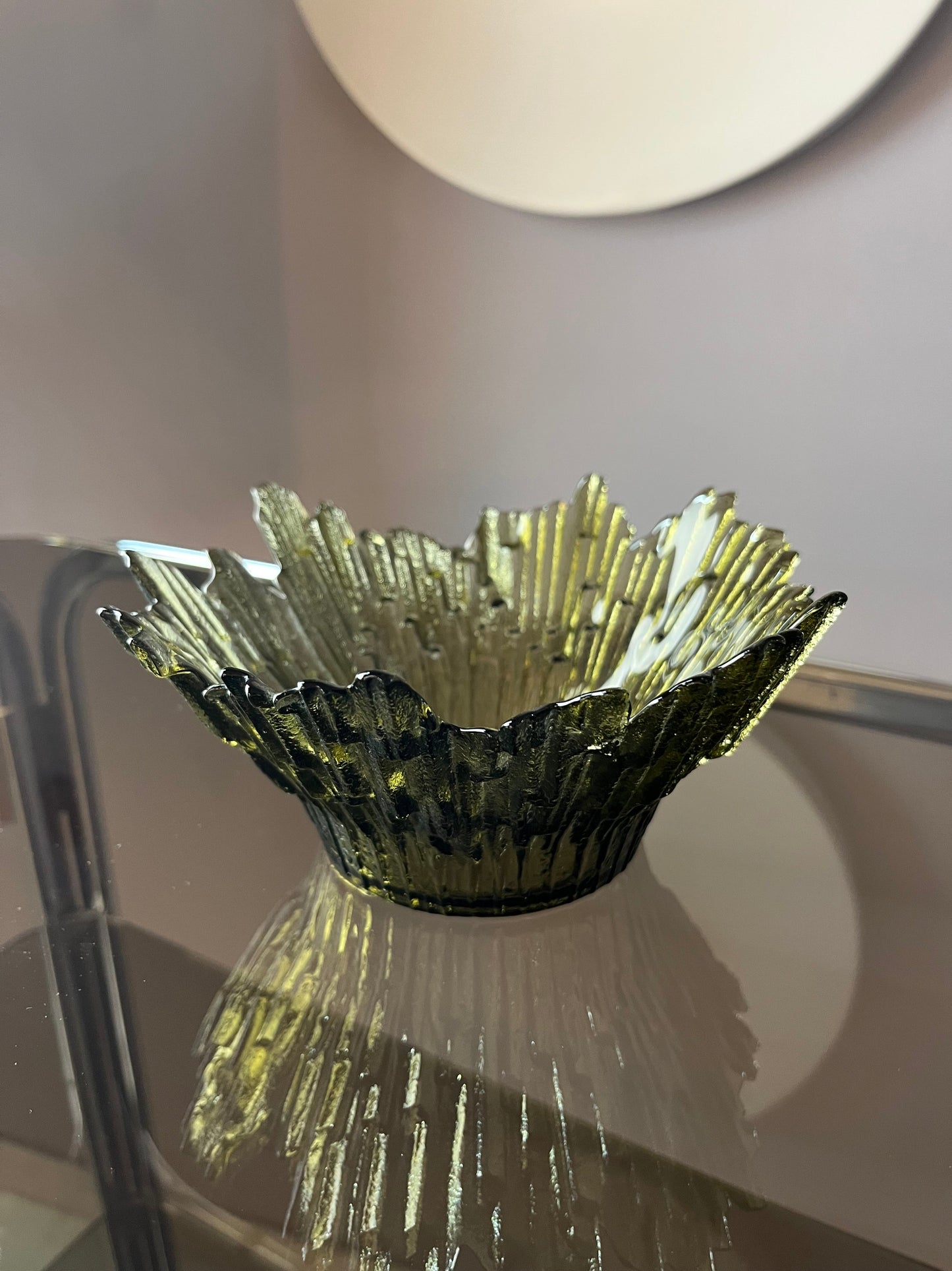 Schale Revontulet grau Glas von Tauno Wirkkala für Humppila