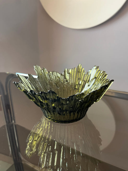 Schale Revontulet grau Glas von Tauno Wirkkala für Humppila