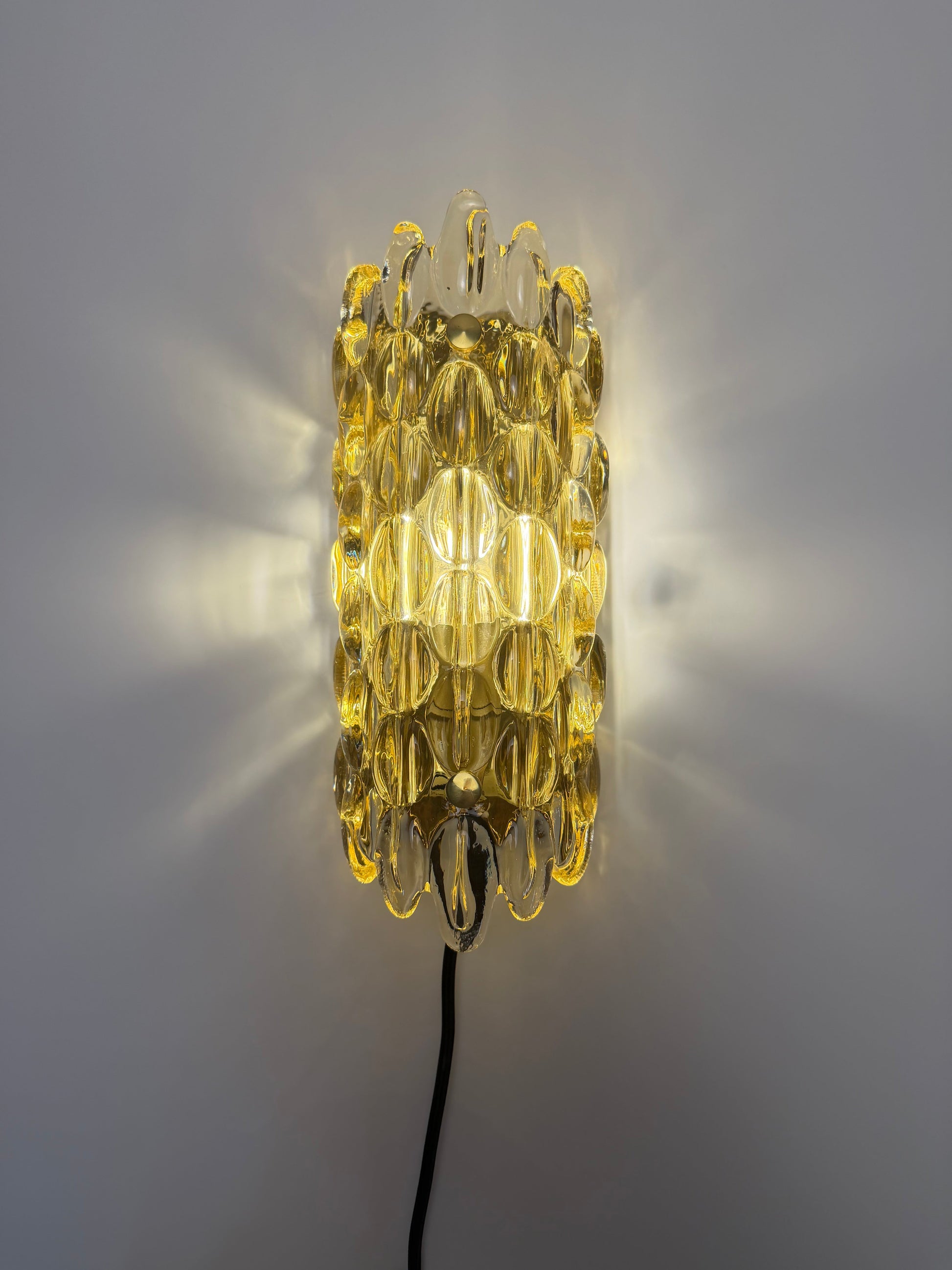 Vintage Wandlampe Glas Messing von Carl Fagerlund für Orrefors