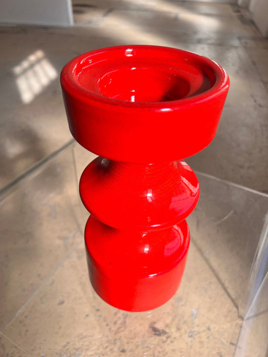 Vintage Kerzenständer Keramik von Cari Zalloni für Steuler rot