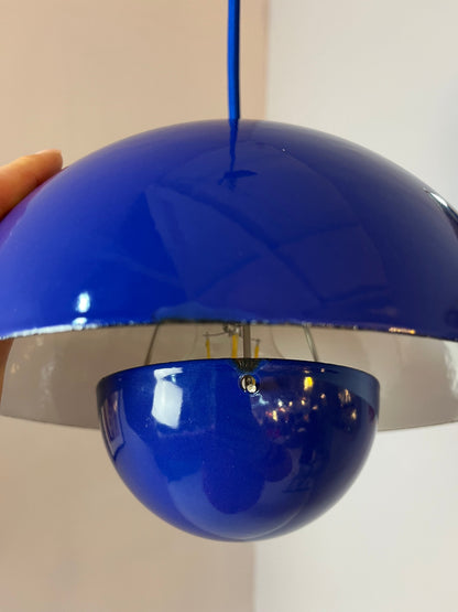 Vintage Hängelampe Flowerpot blau von Verner Panton für Louis Poulsen