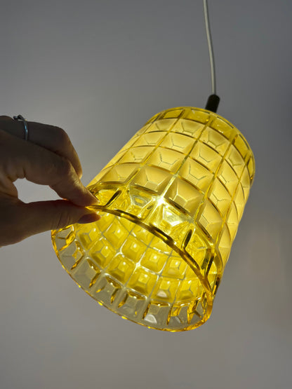 Vintage Hängelampe Waffelstruktur von Orrefors