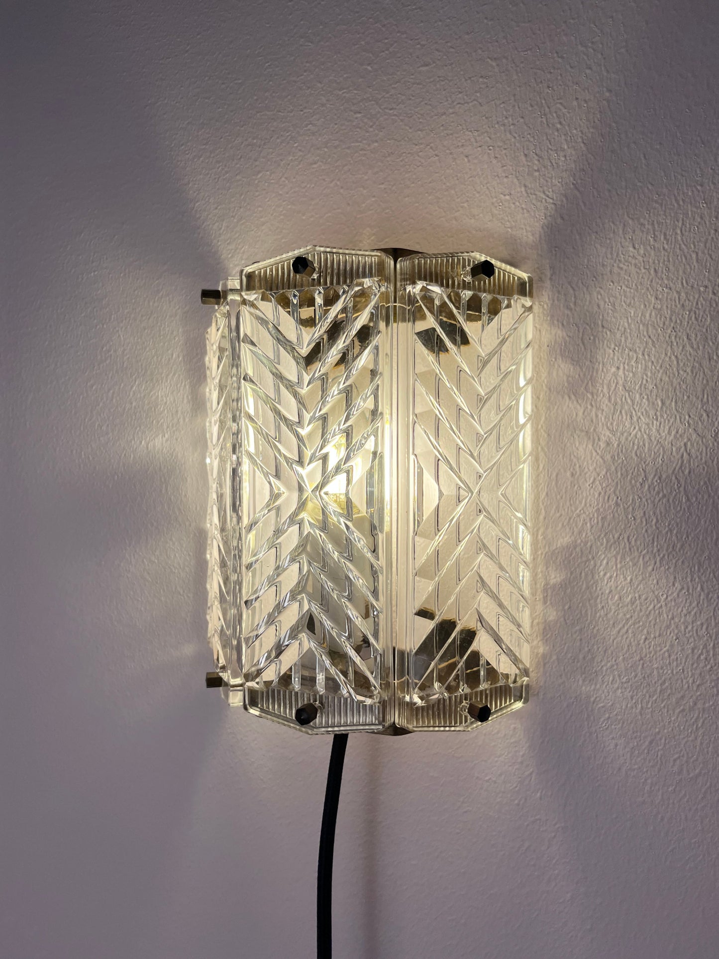 Vintage Wandlampe Messing und Glas von Wiktor Berndt für Flygsfors