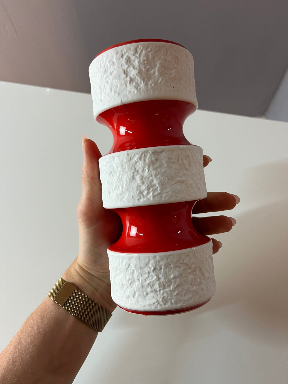 Vase 635/2 rot von Royal Porzellan Bavaria KPM