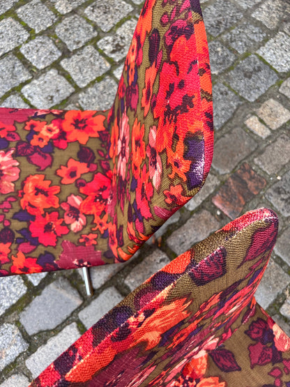 2x Drehstuhl rot floral von EKA Wohnmöbel