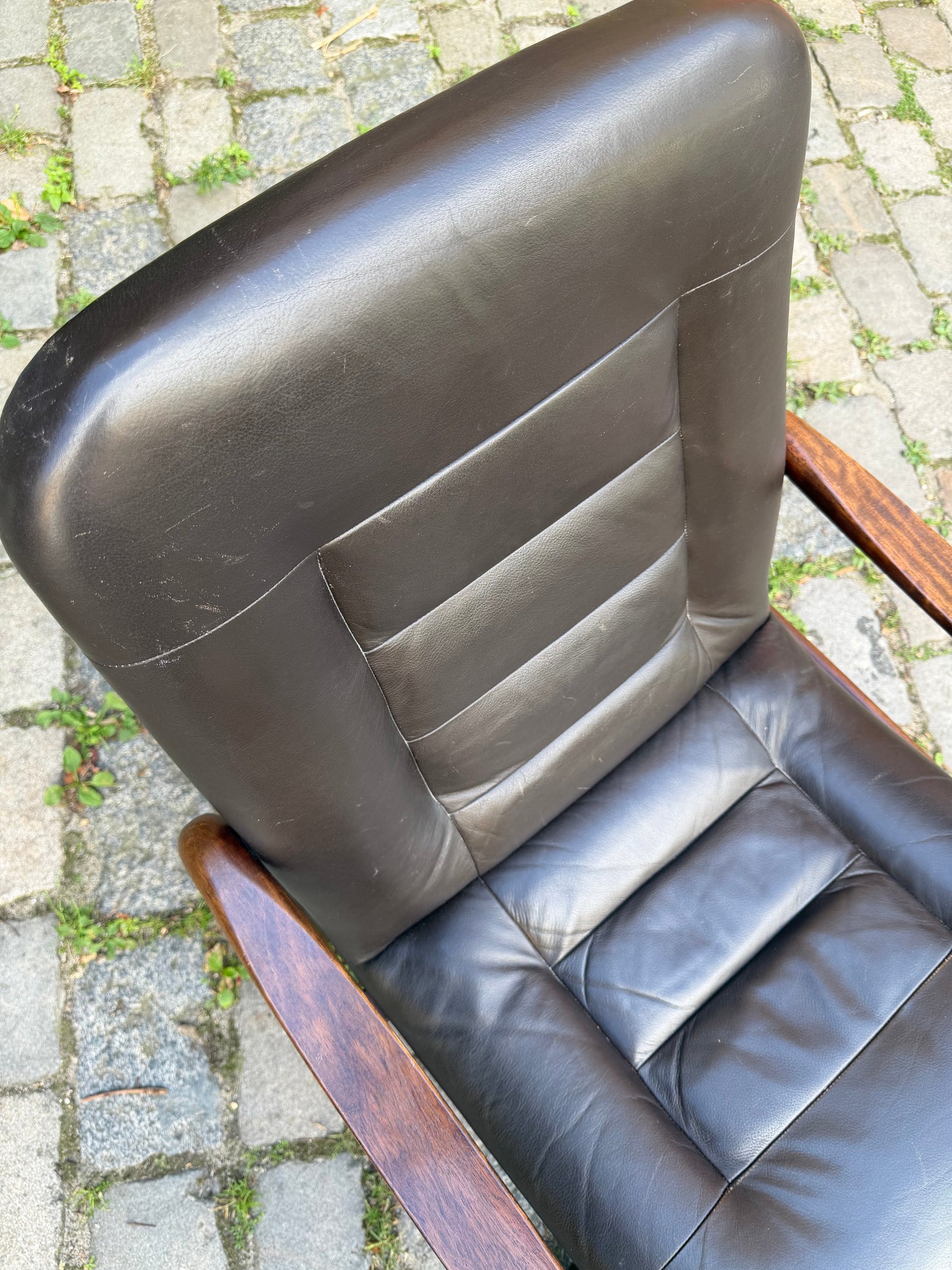 Vintage Sessel Echtleder dunkelbraun von Dyrlund