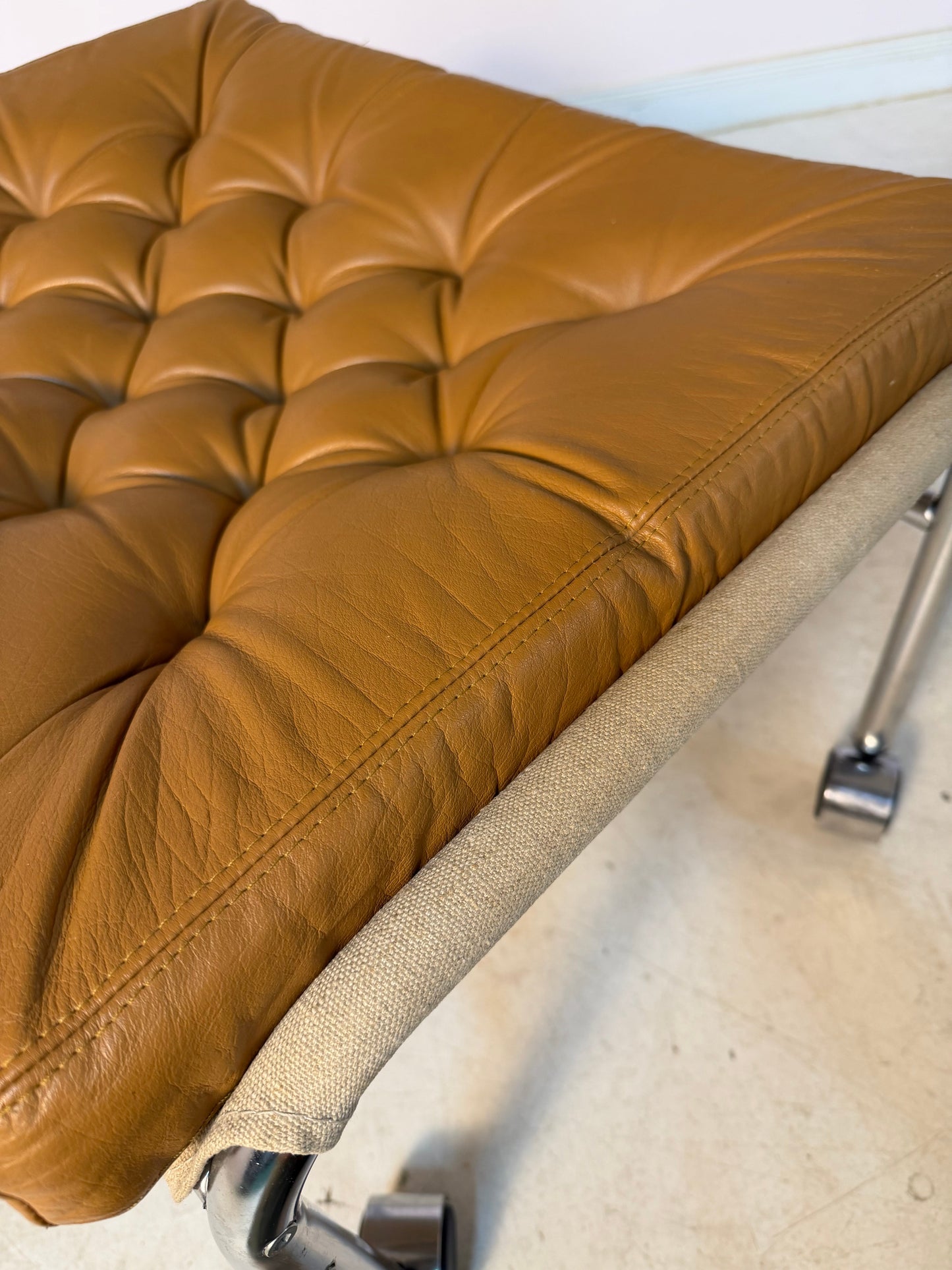 Vintage Hocker "Bore" von Noboru Nakamura für IKEA, Chrom und Leder
