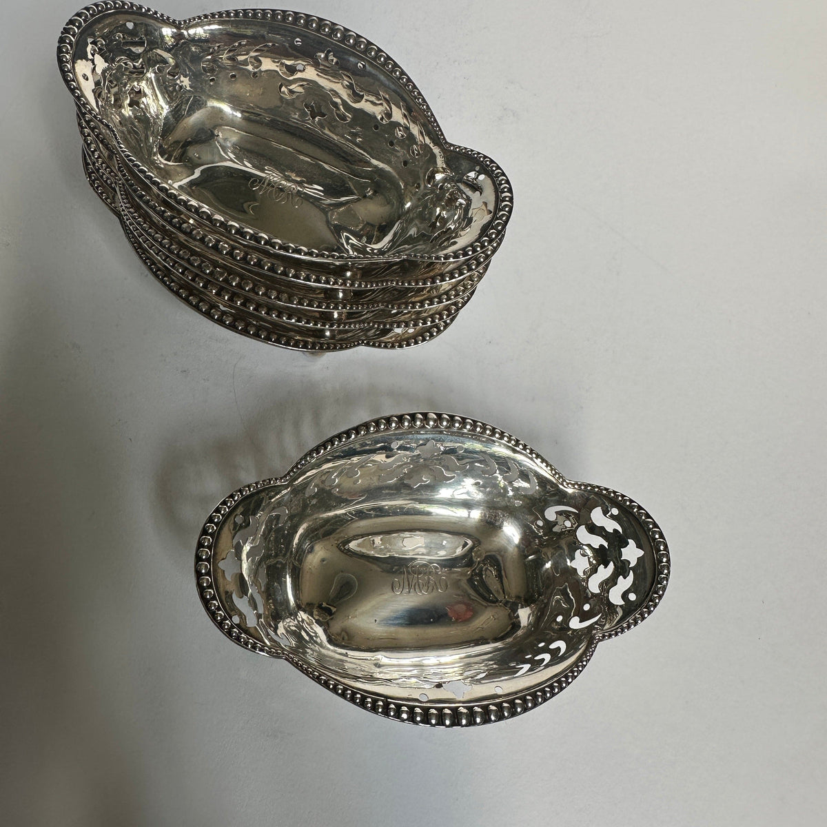 Bols vintage en argent sterling ajouré par Tiffany+Co, lot de 6