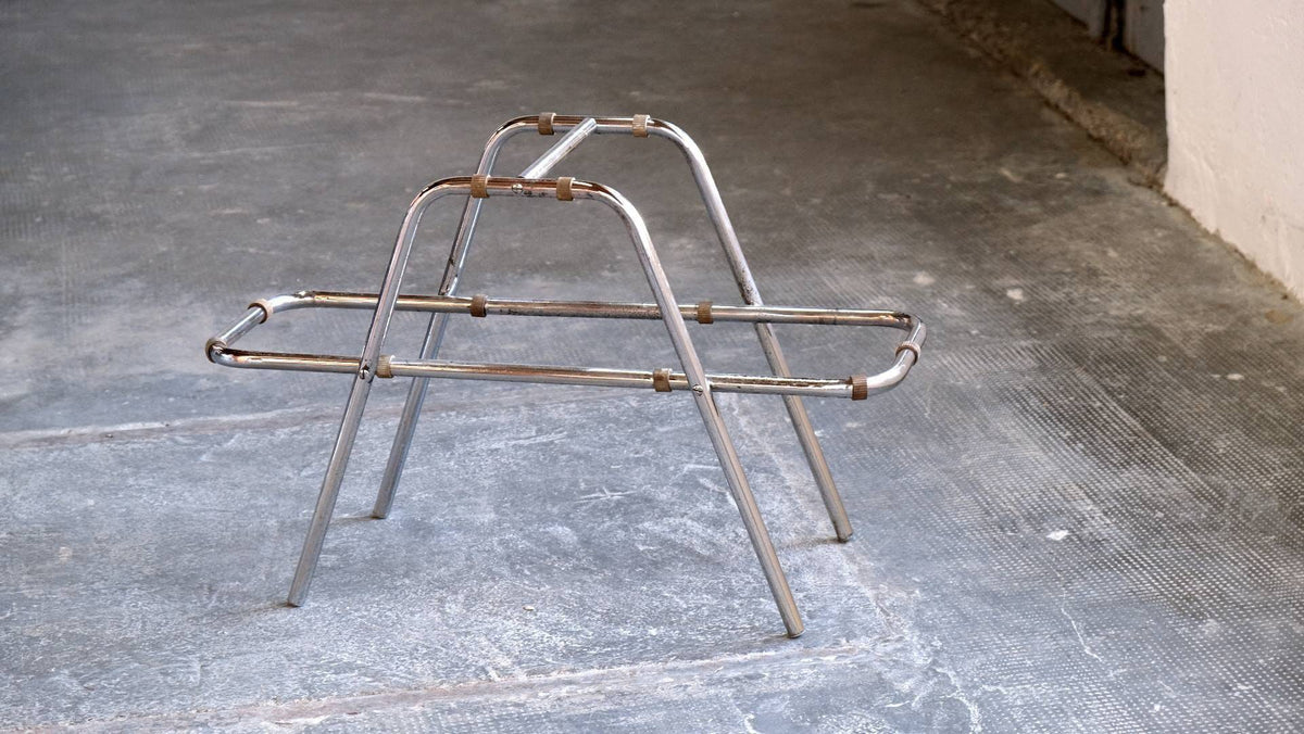 Vintage plant stand Bauhaus black glass