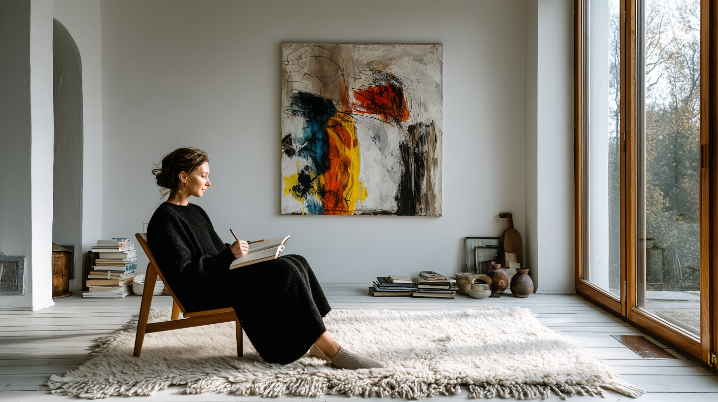 Eine Frau in einem Vintage Stuhl