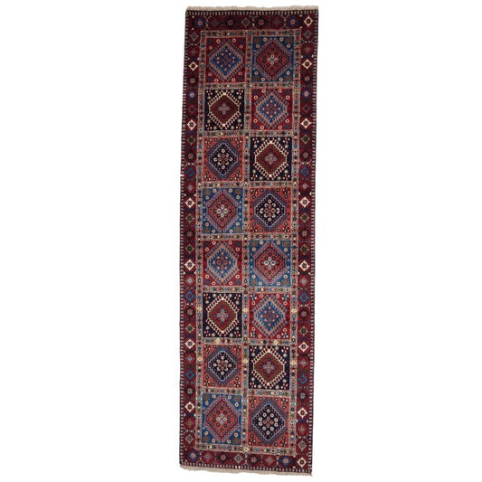 Vintage carpet Yalameh 286x83cm colorful natural motifs