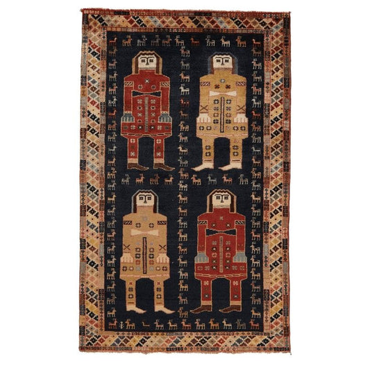 Tapis vintage Gashgai 162x110cm marron rougeâtre fait main