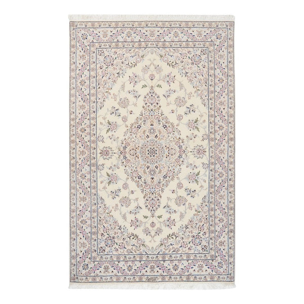 Vintage Teppich Nain 6La Beige Medaillon 202x127cm