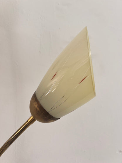 Vintage Stehlampe mit zwei Schwanenhalsarmen Messing