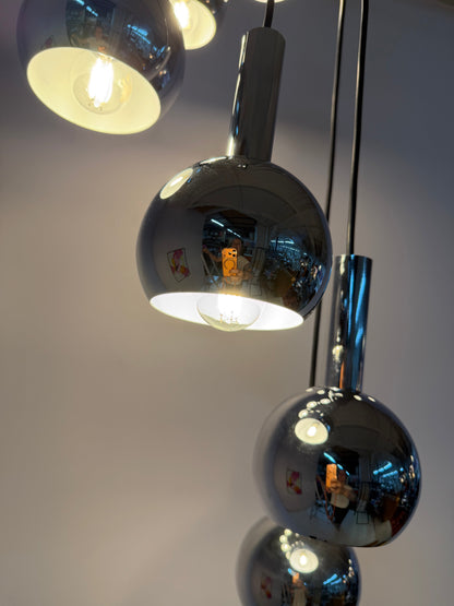 Vintage Kaskadenlampe 7-flammig Chrom von Richard Essig