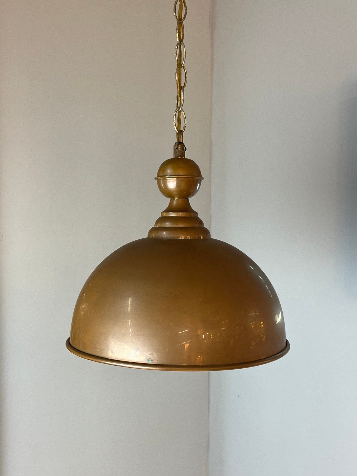 Lampe suspendue vintage en cuivre avec chaîne