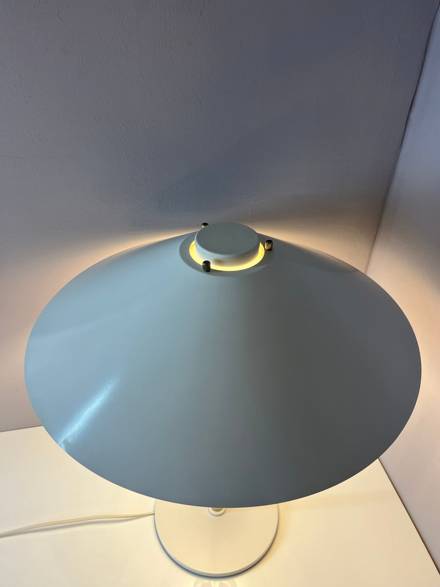 Vintage Tischlampe Trapez von Christian Hvidt für Nordisk Solar weiß orange