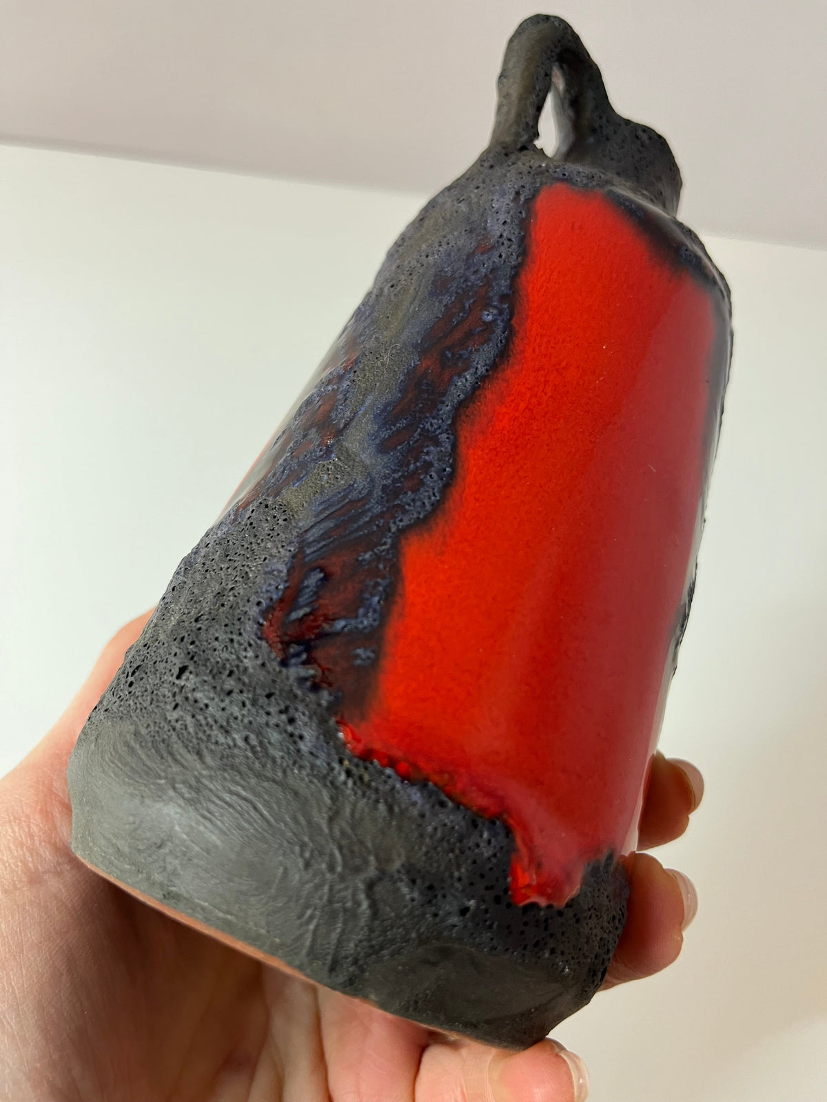 Vintage Vase Fat Lava von Marei Keramik rot dunkelbraun