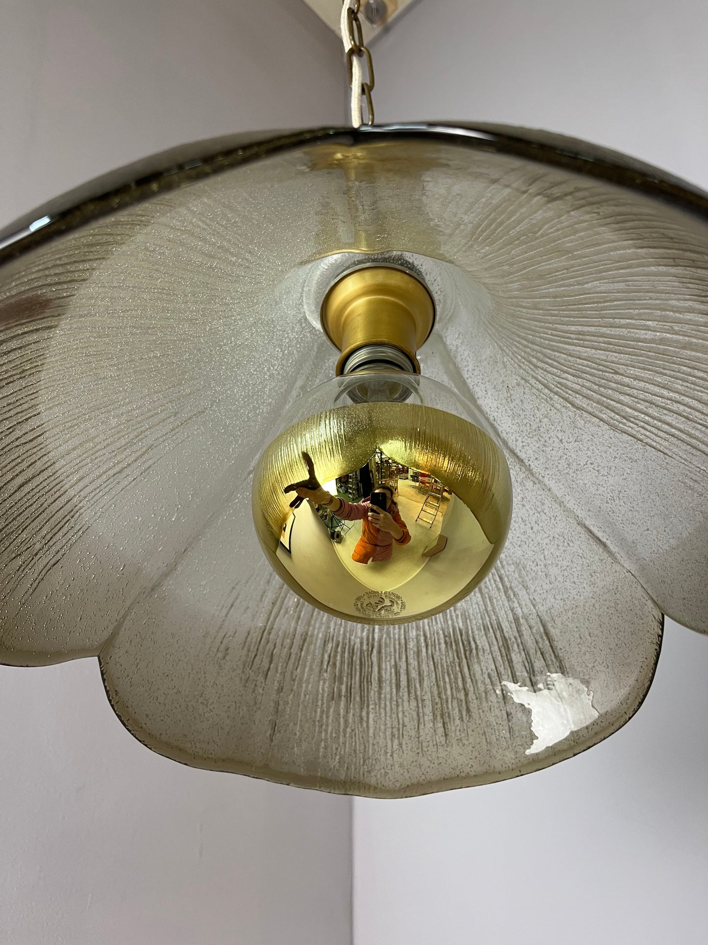 Vintage Hängelampe Blume von Peill und Putzler