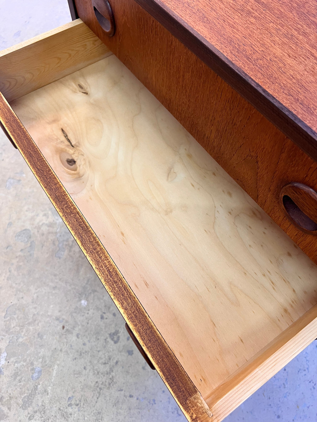 Vintage Kommode Teak aus Dänemark, 3 Schublade, braun refurbished