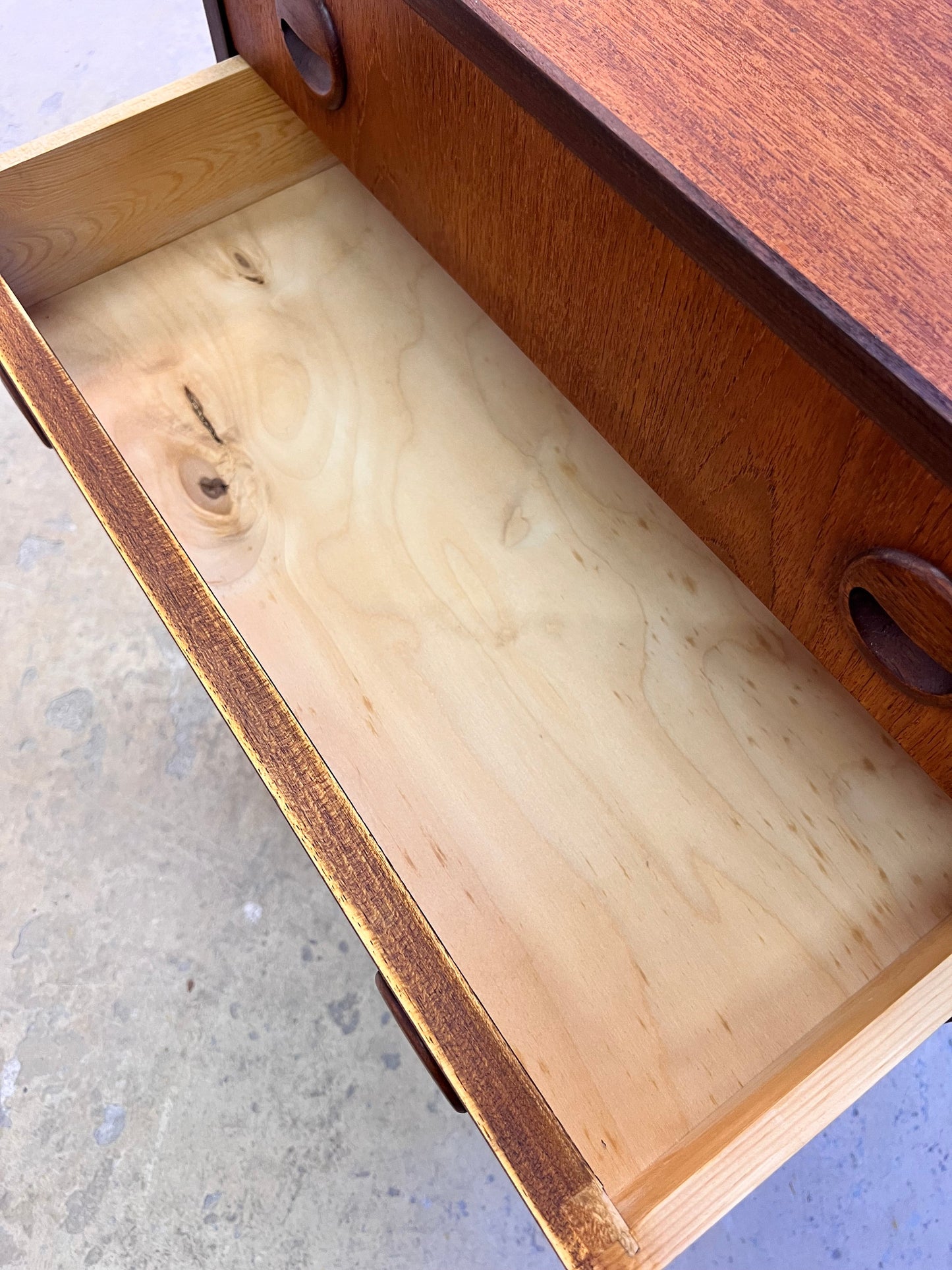Vintage Kommode Teak aus Dänemark, 3 Schublade, braun refurbished