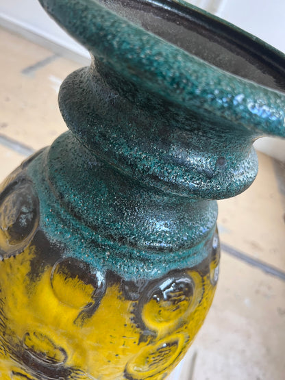 Vintage floor vase Fat Lava yellow by Carstens Keramik West Germany