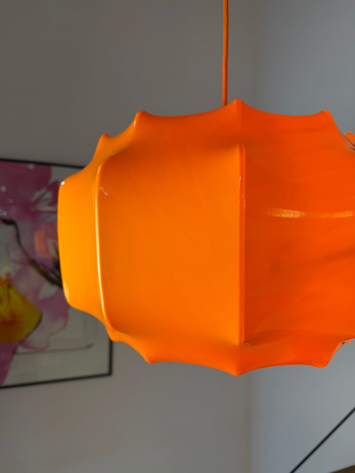 Vintage Hängelampe Orange von Ilka Plast, Space Age