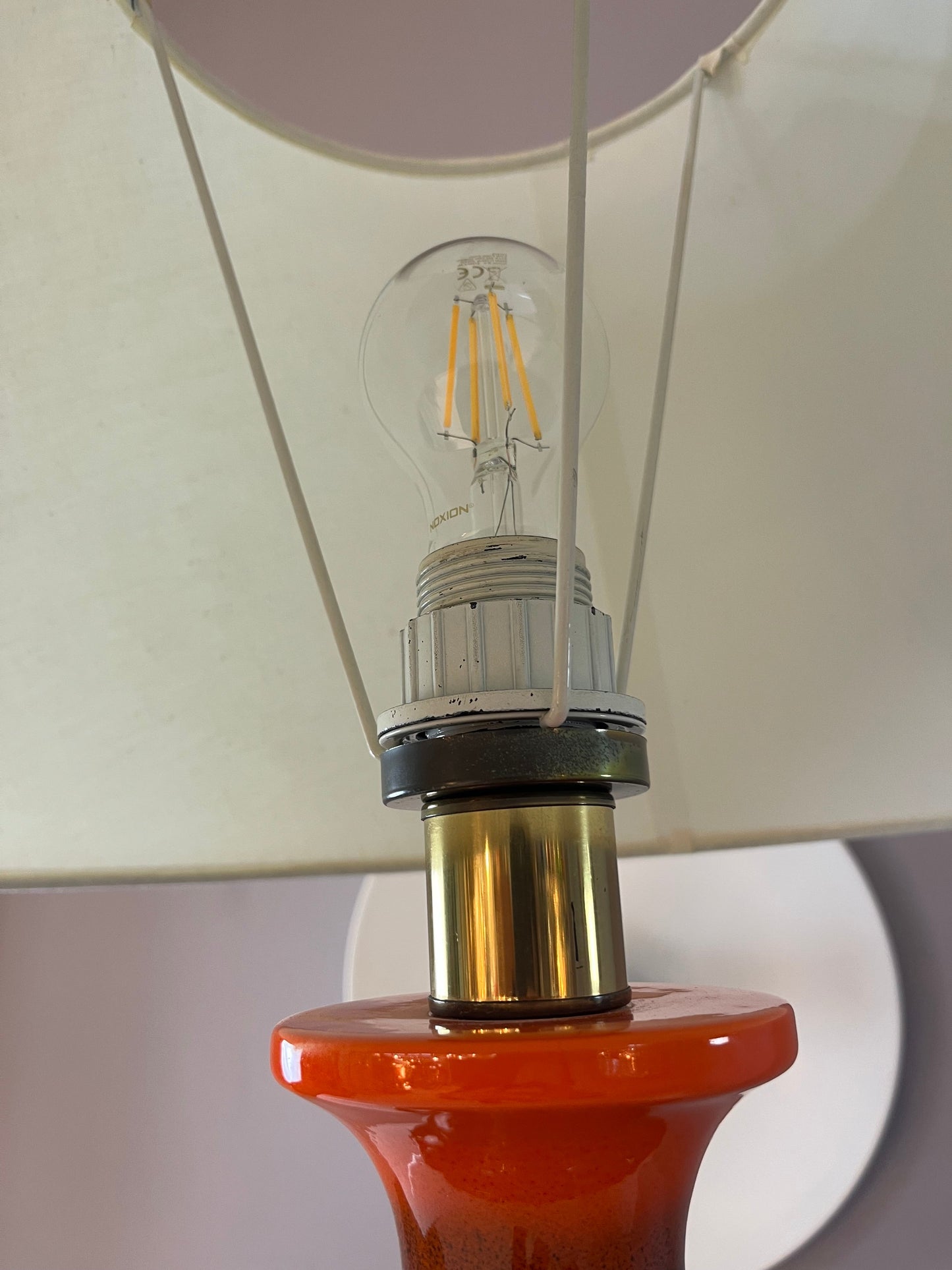 Vintage Tischlampe orange braun Keramik Westdeutschland