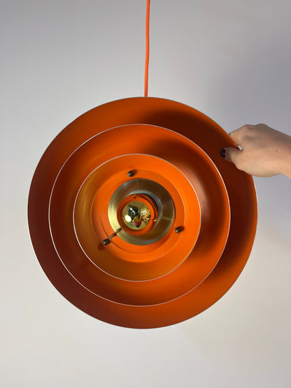 Vintage Lamellenlampe aus Dänemark gold orange