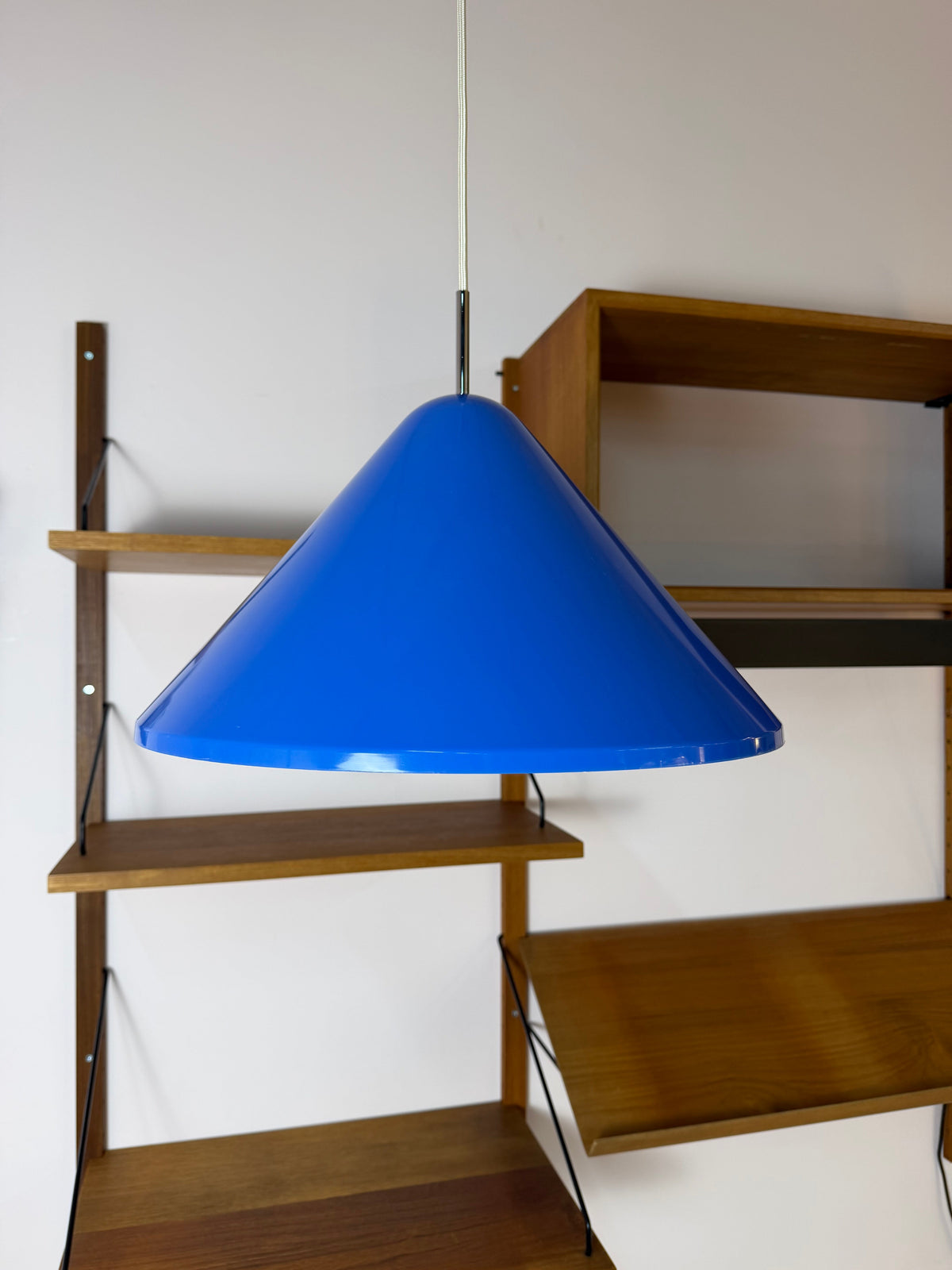 Vintage Hängelampe "Apollo" blau von Nordisk Solar