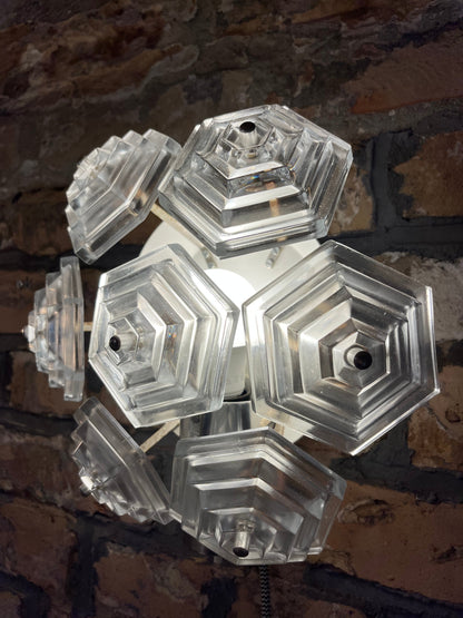 Vintage Wandlampe Eiskristall von VEB Kristallleuchtenbau Ebersbach