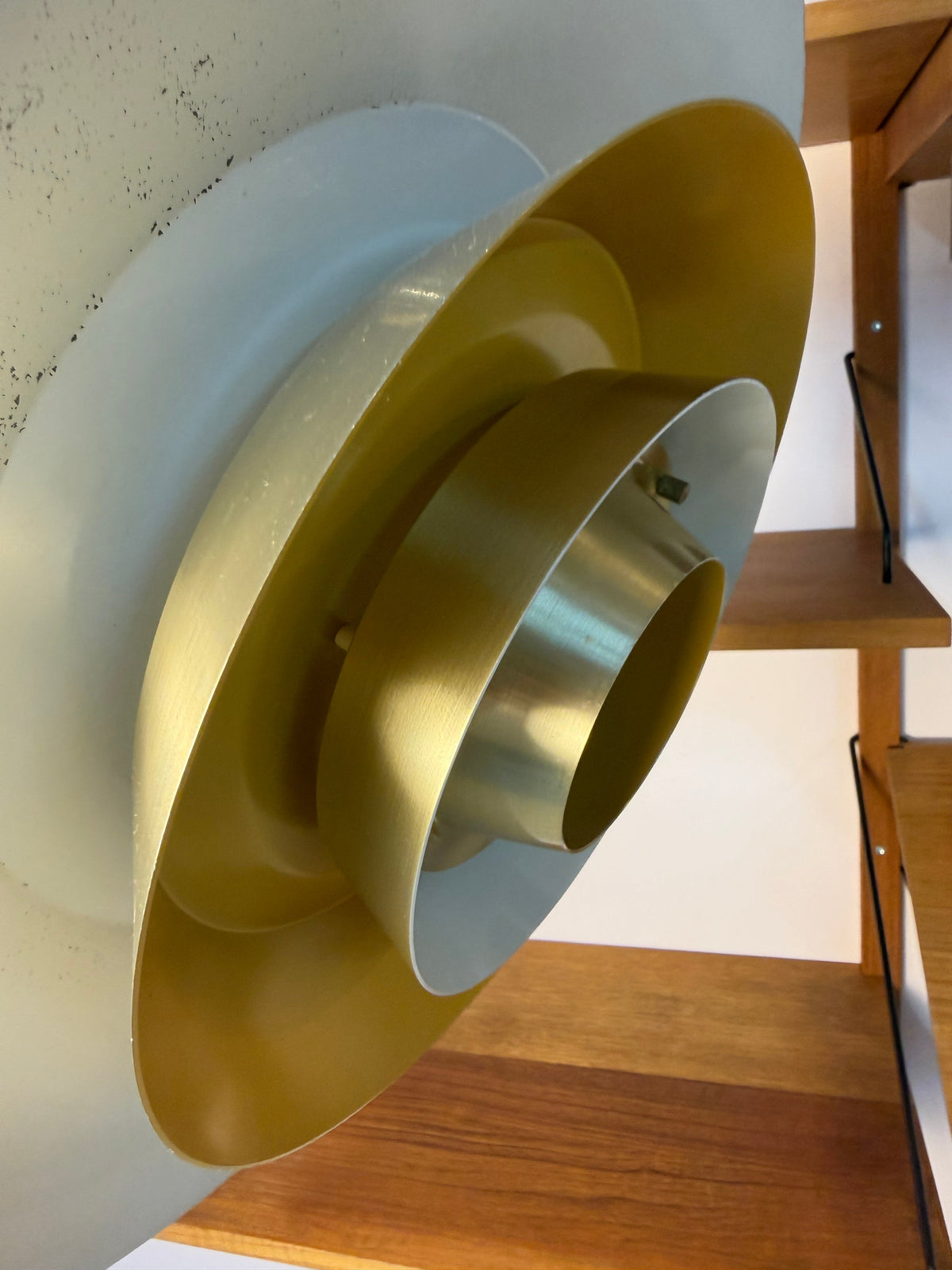 Vintage Lamellenlampe gold-gelb von Bent Nordsted für Lyskær