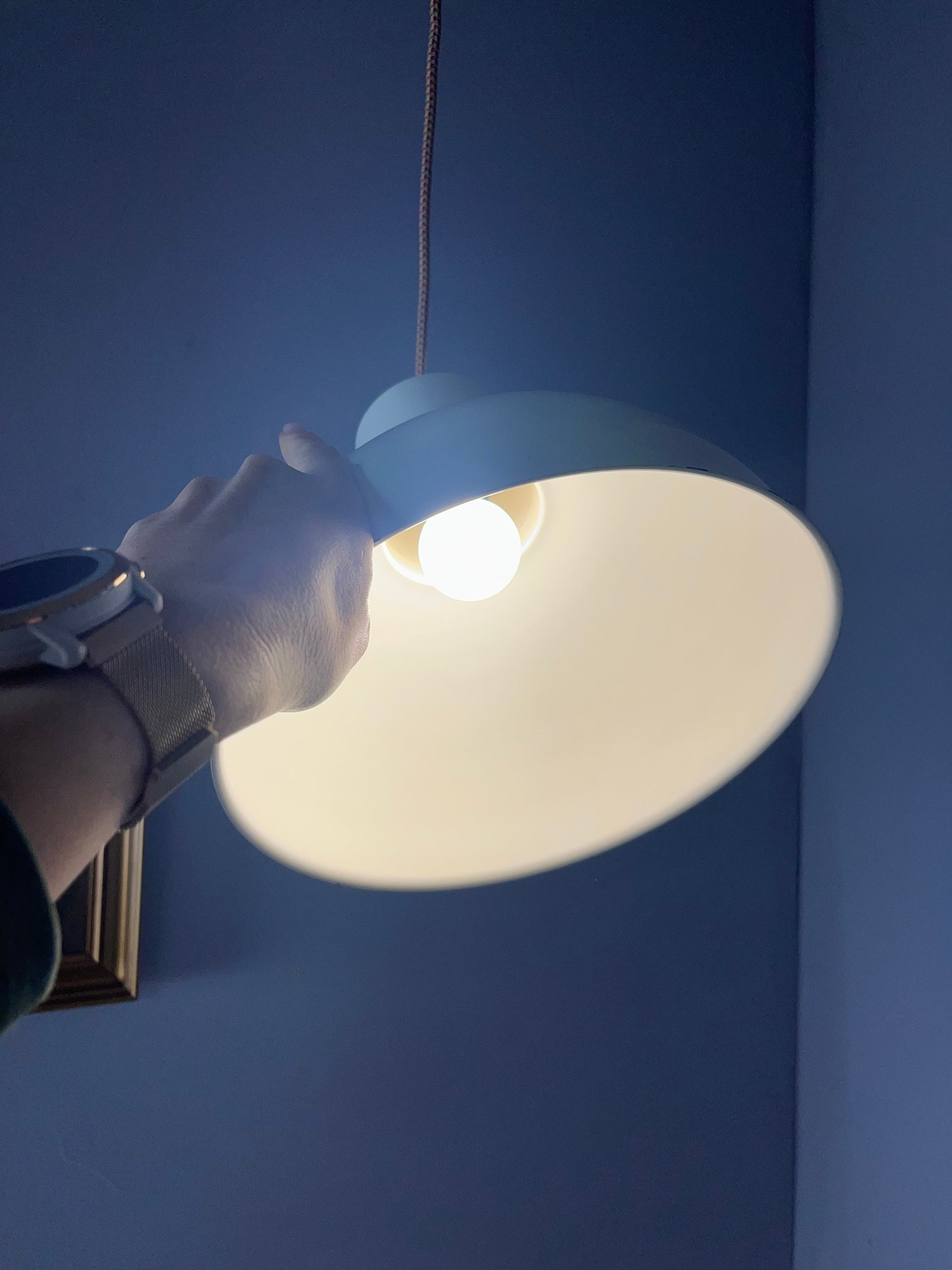 Vintage Hängelampe Bunker weiß von Jo Hammerborg für Fog und Mørup