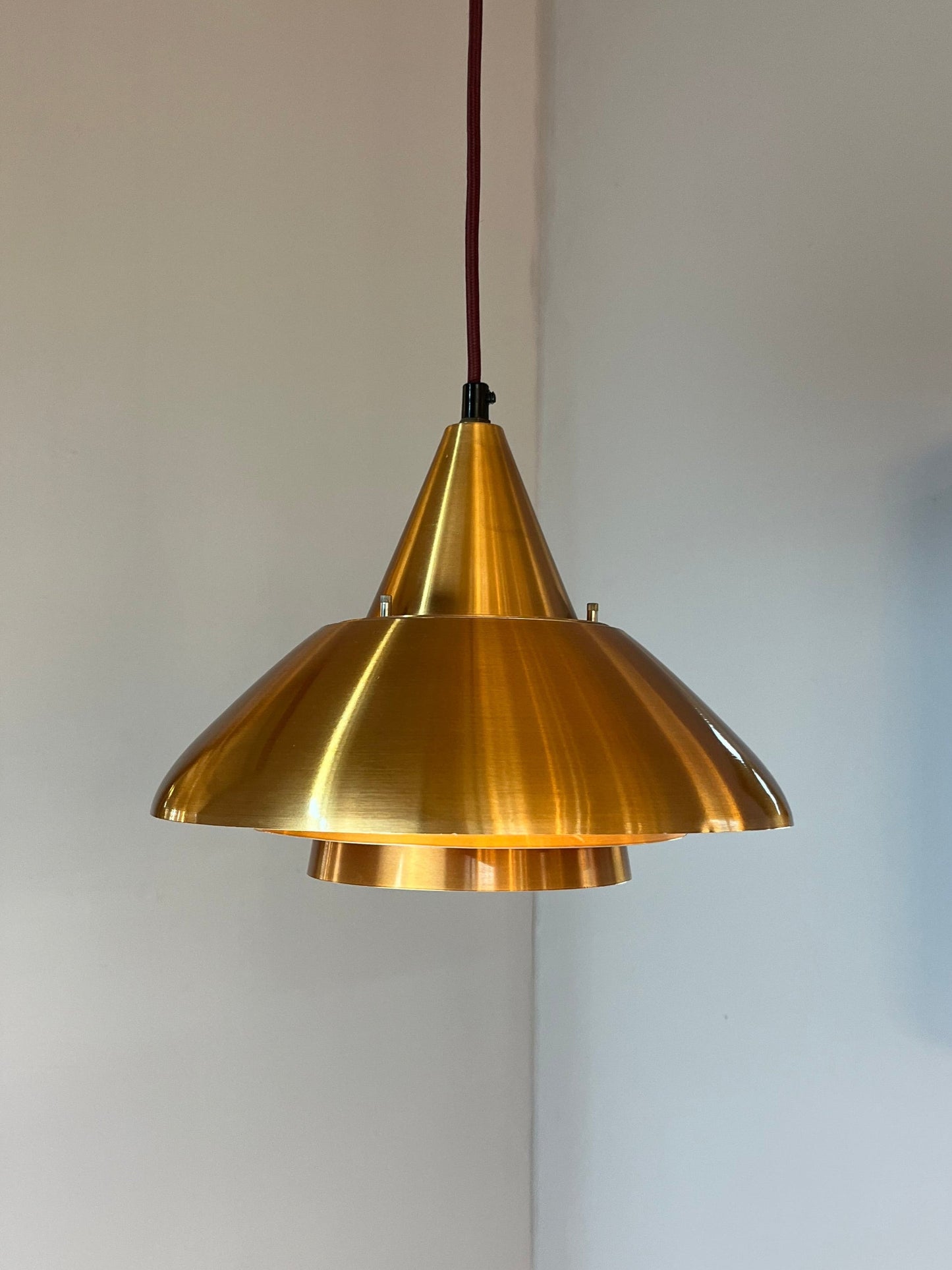 Lampe suspendue vintage en cuivre orange