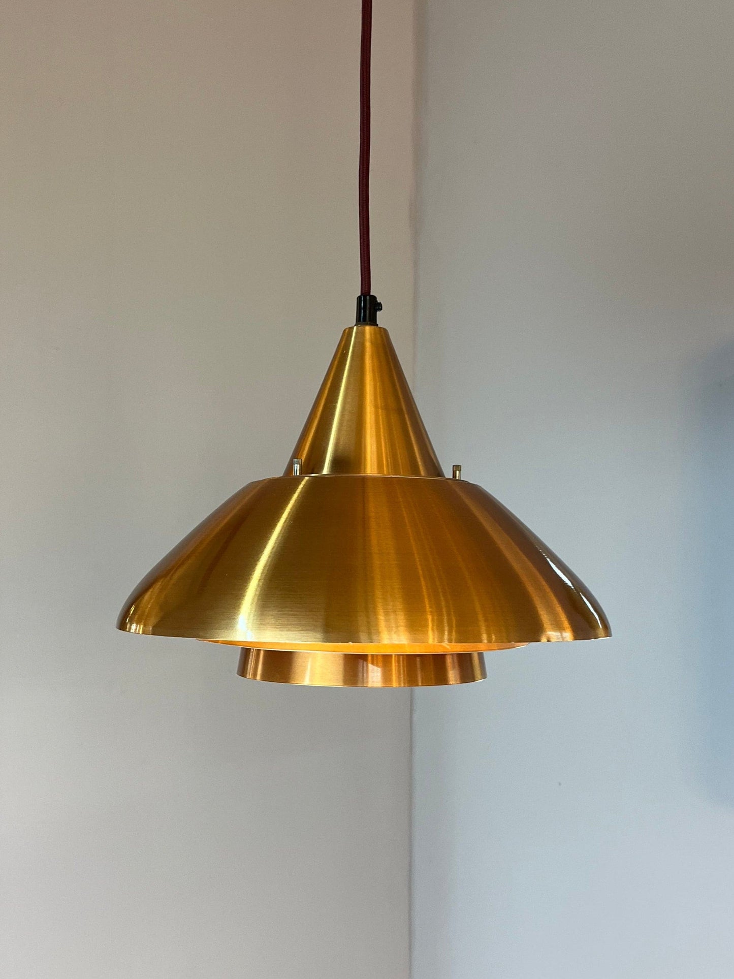 Lampe suspendue vintage en cuivre orange