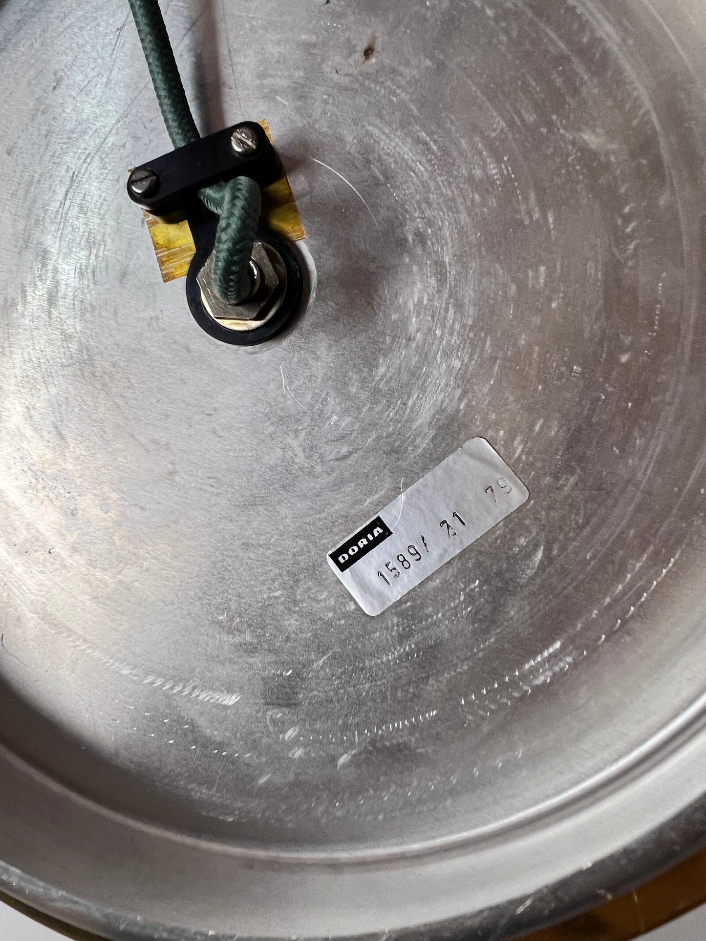 Vintage Tischlampe grün-weiß Glas von Doria