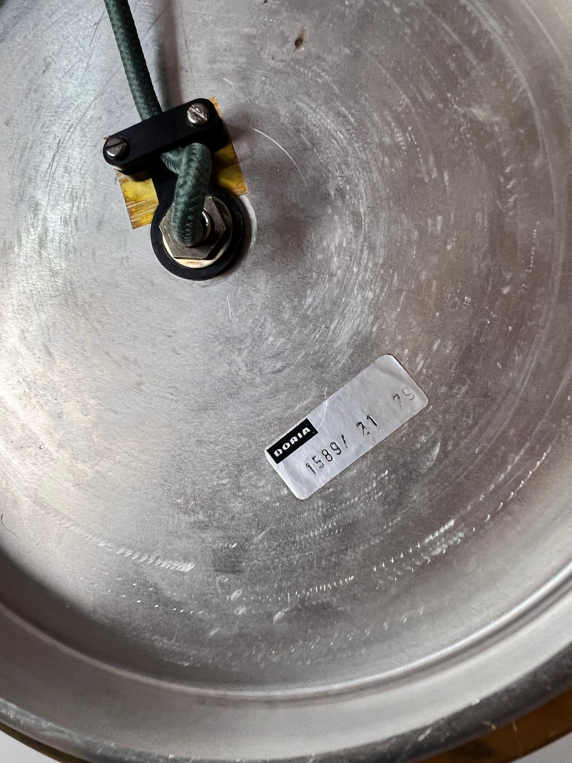 Vintage Tischlampe grün-weiß Glas von Doria