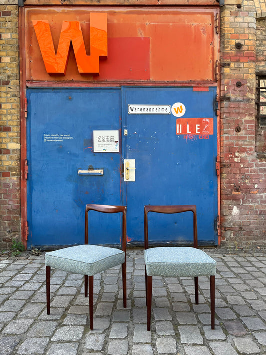 2x Polsterstuhl blau Palisander