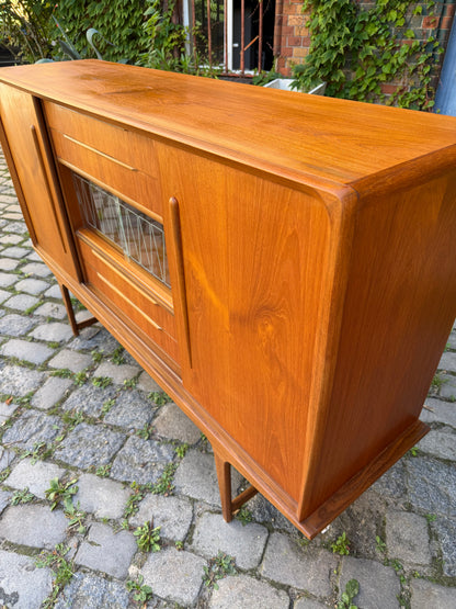 Vintage Highboard Teak mit Vitrine und Minibar aus Dänemark