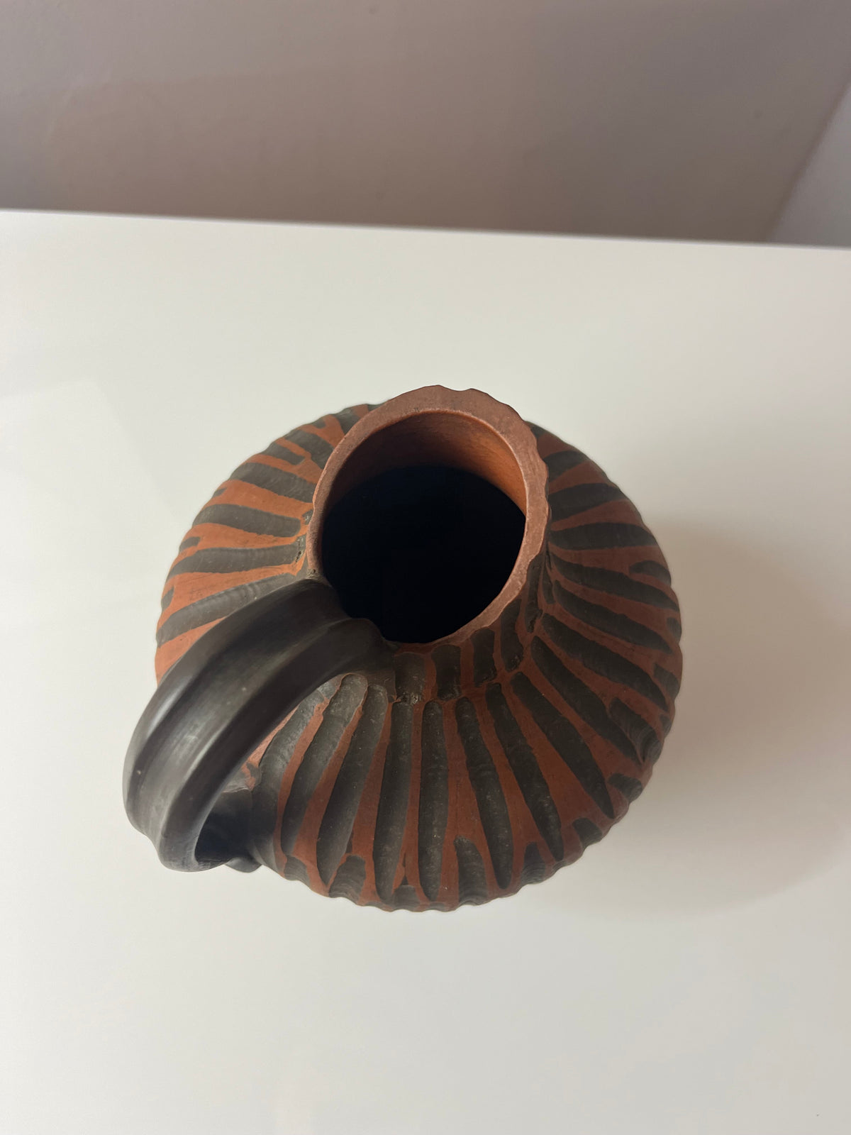 Vintage Vase Rhodos von Eiwa Keramik mit Ritzdekor Handarbeit