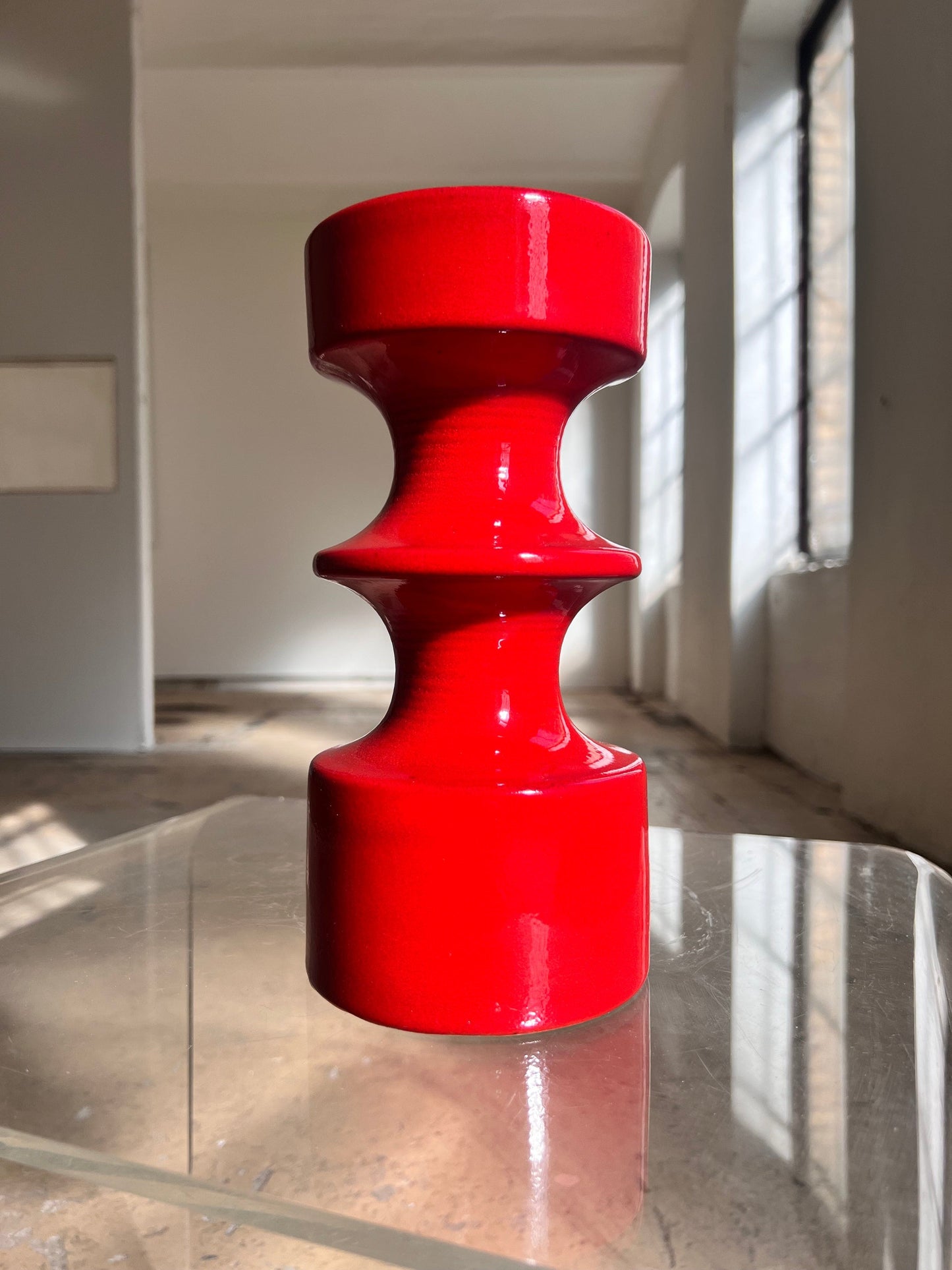 Vintage Kerzenständer Keramik von Cari Zalloni für Steuler rot