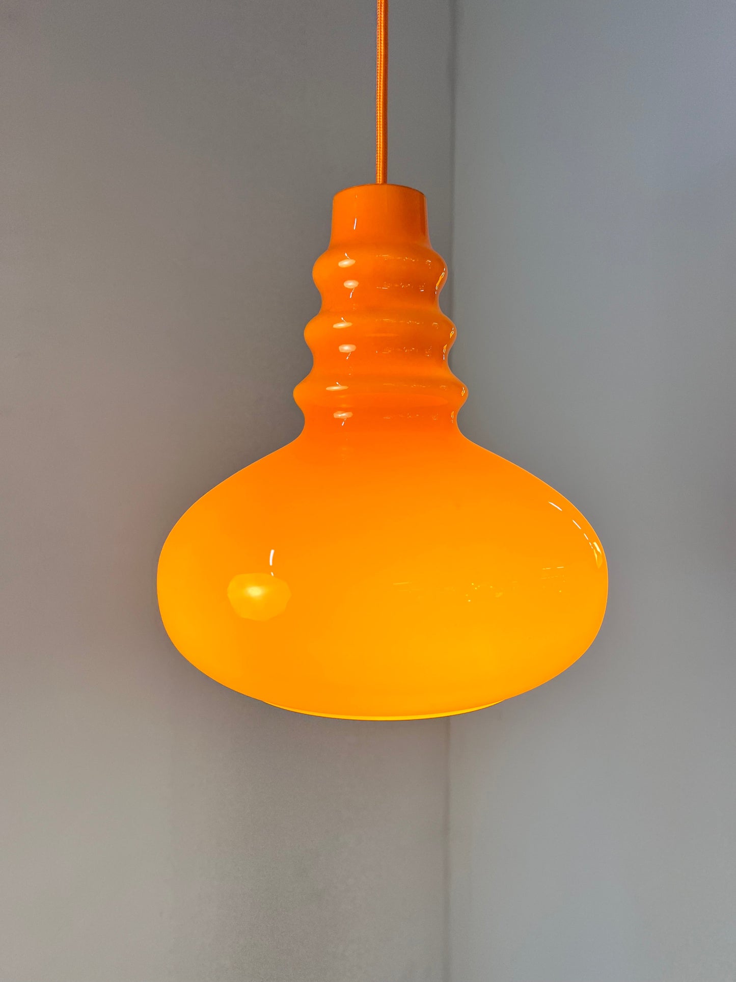 Vintage Hängelampe von Peill und Putzler, orange, Glas