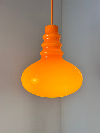 Vintage Hängelampe von Peill und Putzler, orange, Glas
