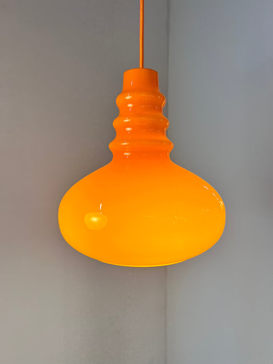 Vintage Hängelampe von Peill und Putzler, orange, Glas