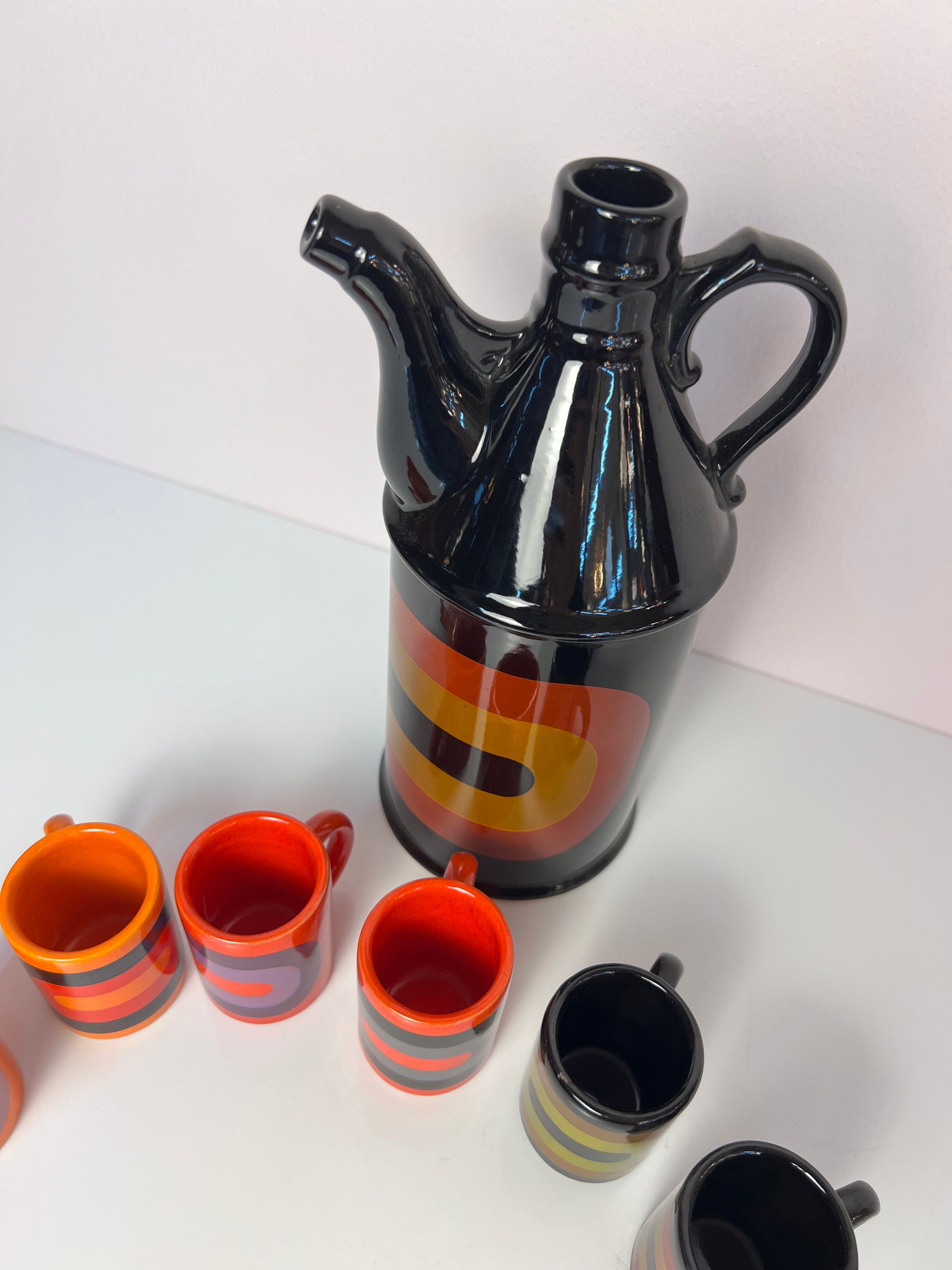 Vintage Schnapsdekanter und 6 Becher von Wächtersbach