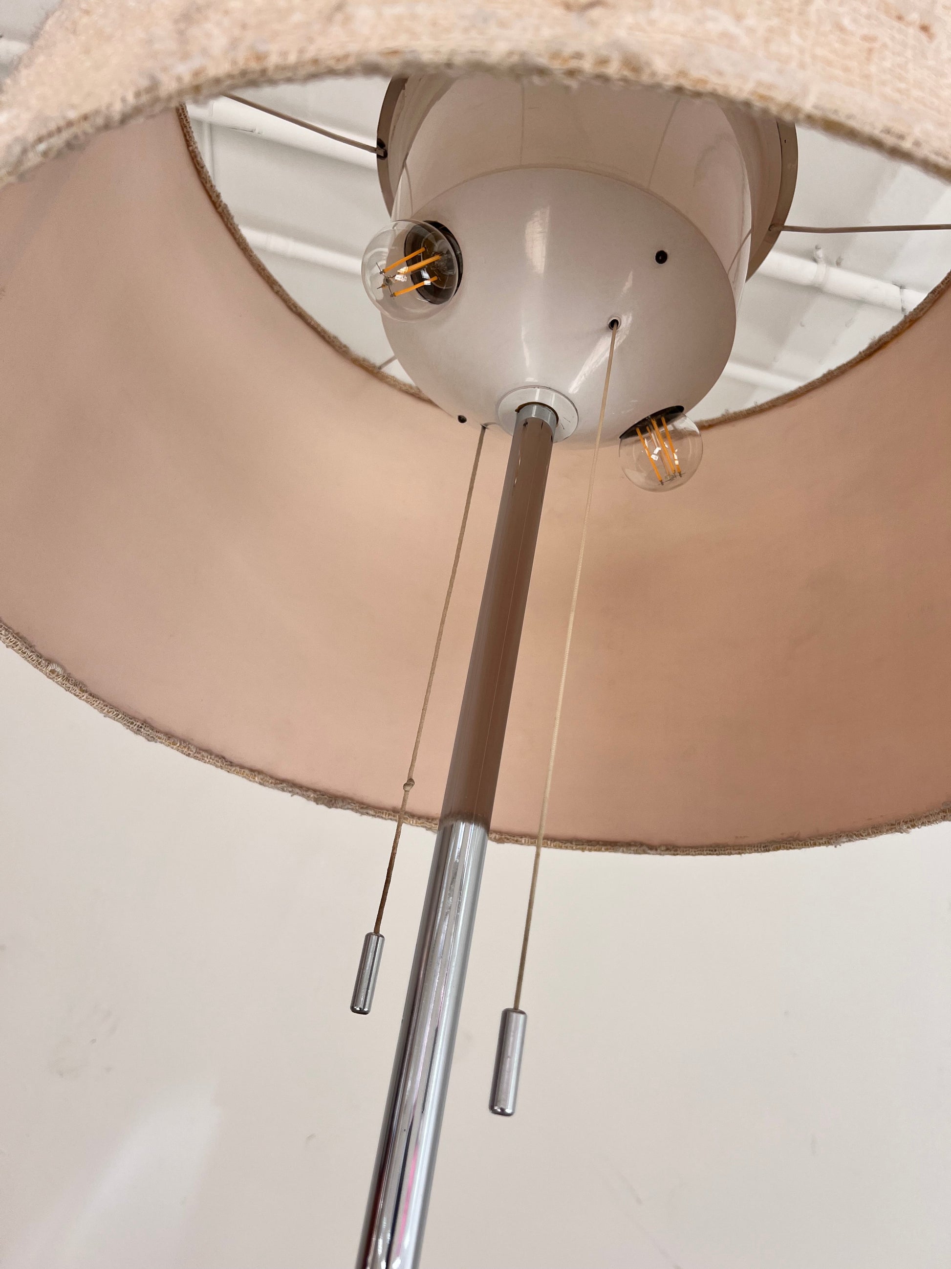 Vintage Stehlampe von STAFF Chrom mit Stoffschirm