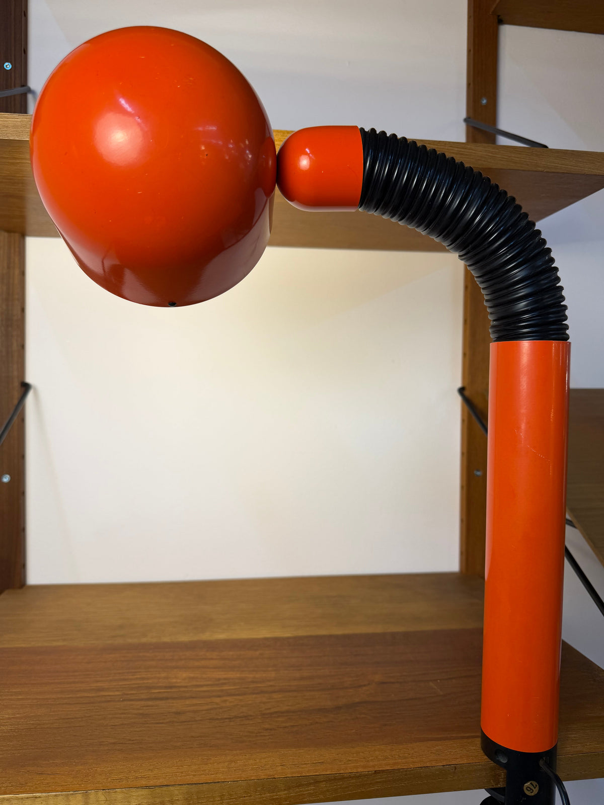 Klemmlampe Space Age Design aus Dänemark, orange-schwarz