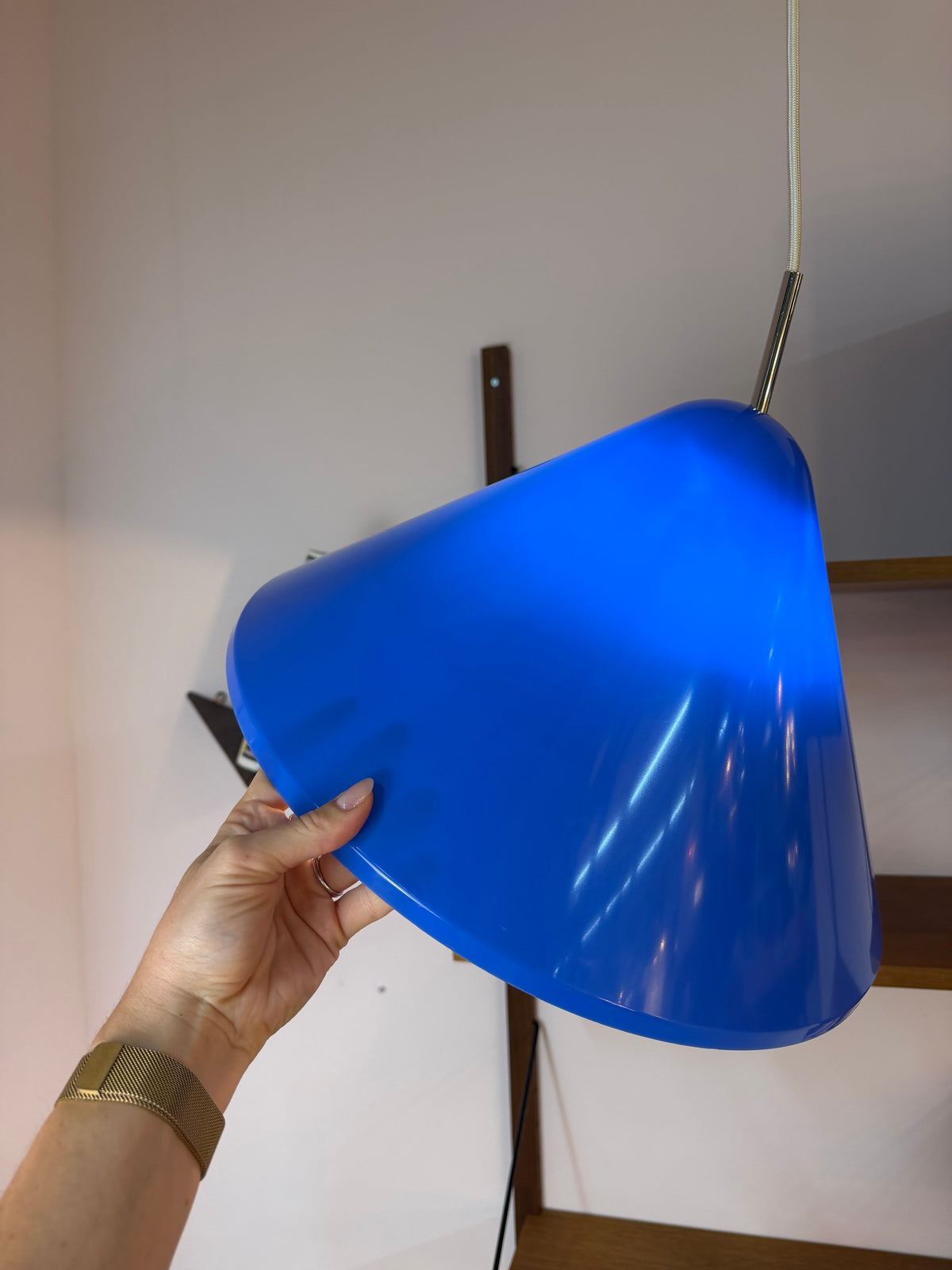 Vintage Hängelampe "Apollo" blau von Nordisk Solar